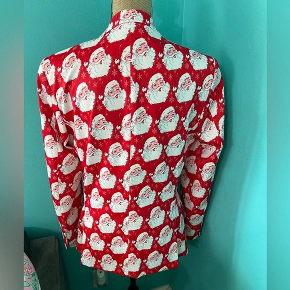 Festive Santa Print Blazer - Red & White - Picture 4 of 6